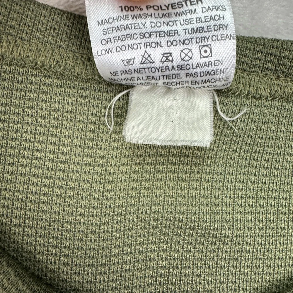 Vintage Medalist Waffle Knit Base Thermal Shirt Large Army Green Olive USA